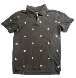 Cherokee Boys Large Black Polo Shirt Skull Crossbones Short Sleeve Cotton